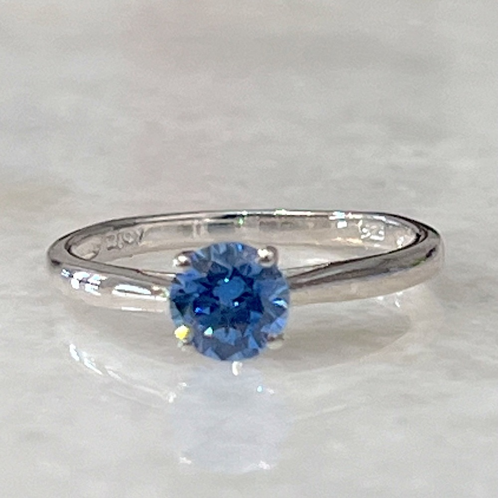 SWAROVSKI Zirconia Arctic Blue Sterling Silver Stud Earrings and Solitaire Ring - Picture 3 of 14